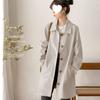 Women's Mid-Length Trench Coat, Korean Style, Loose Fit, Solid Color, Versatile Autumn Outerwear.