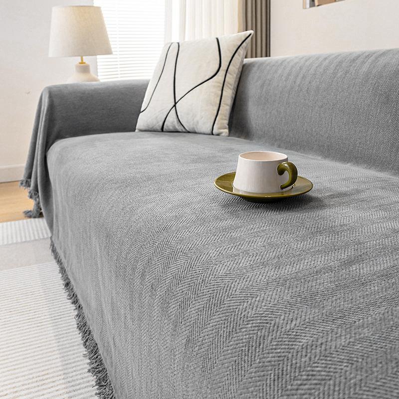 Chenille Herringbone Pattern Sofa Towel Cover Cloth Non-slip Sofa Cushion Universal Premium Feeling Full Cover Universal Cover Cover Blanket