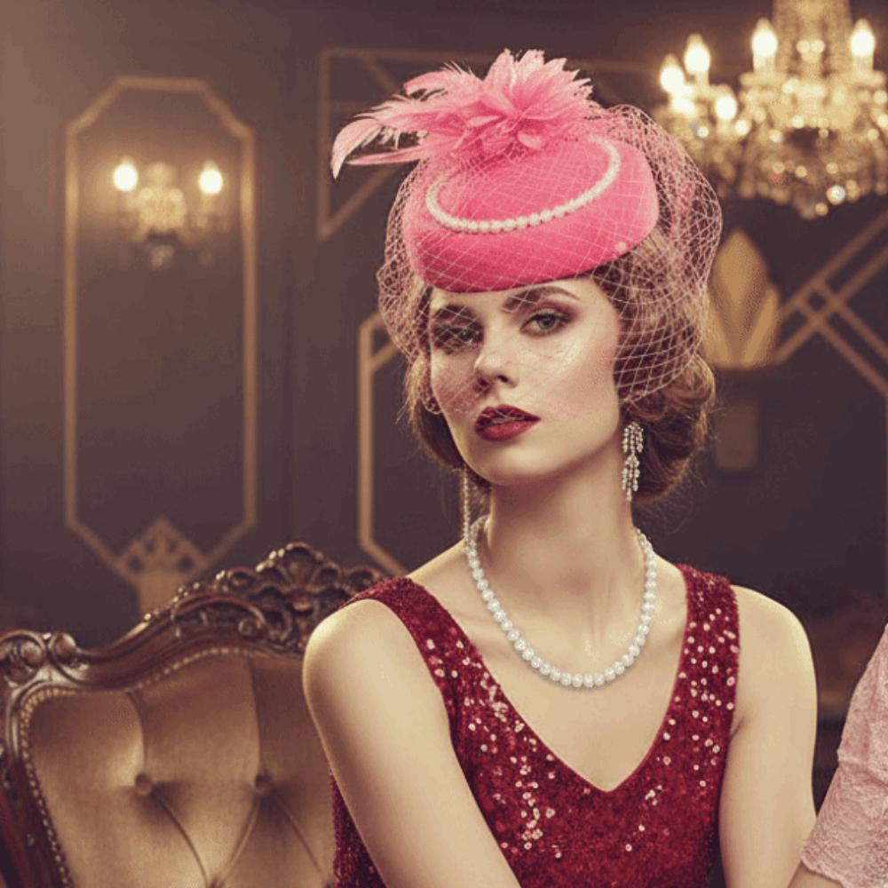 Pearl Vintage Fascinator Hat Exquisite Masquerade Hair Band Retro Bride Headdress Photography