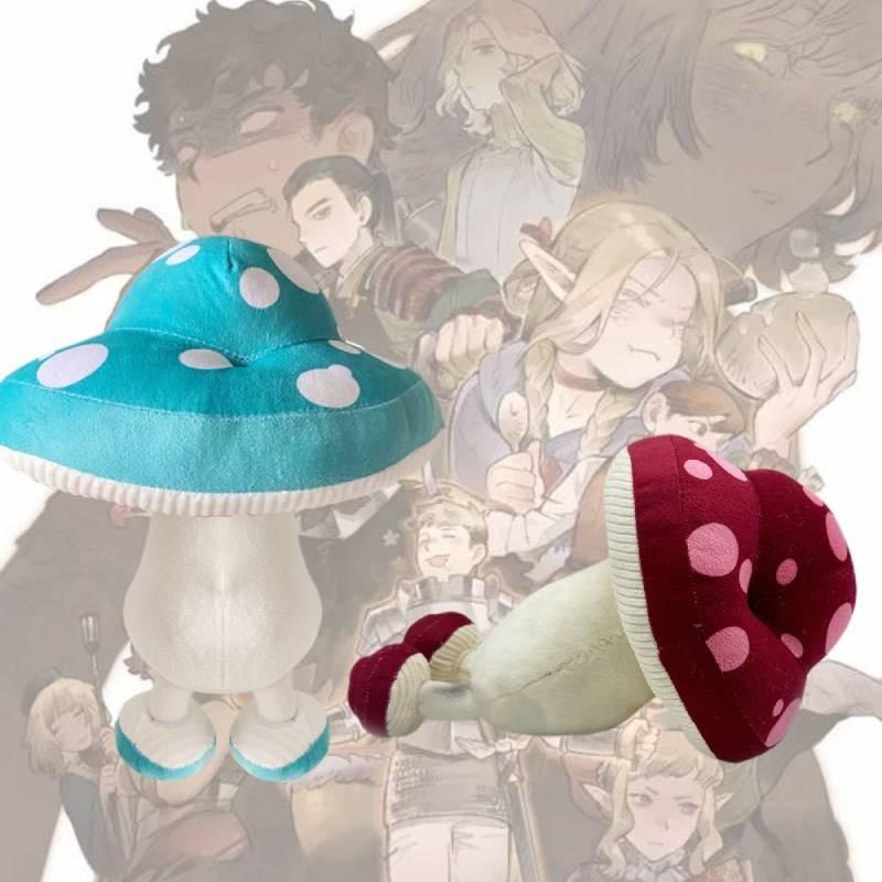 Очаровательная плюшевая игрушка-гриб из Dungeon Meshi, красная, синяя, персонаж аниме-манги, мягкая набивная