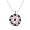 Blue Sapphire Regal Floral Pendant - 925 Sterling Silver