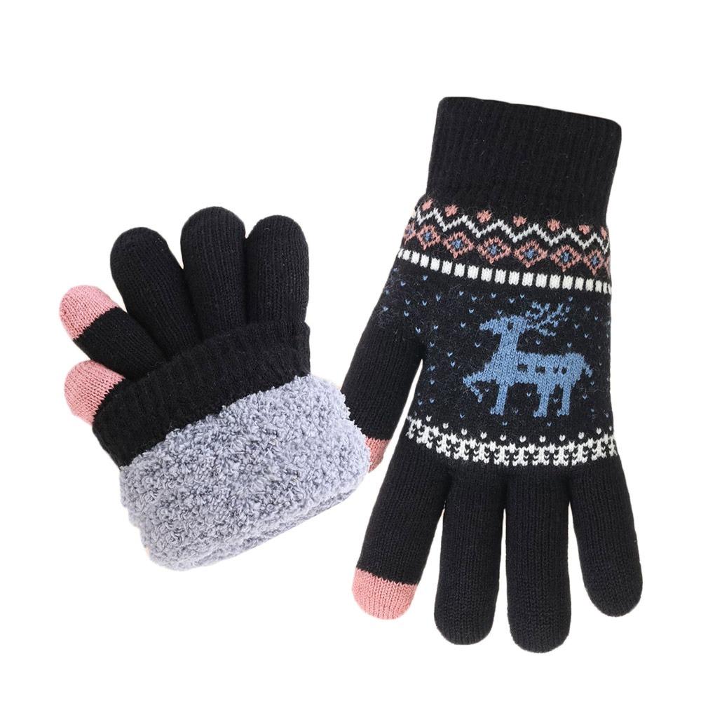 Fleece Lining Winter Gloves Cold-proof Knitted Gloves Fashion Warm Gloves Women Men