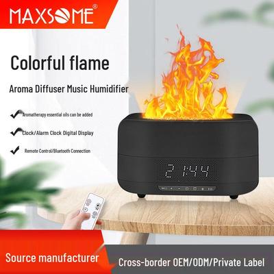 Многофункциональный аромадиффузор: 7-цветный увлажнитель с эффектом пламени, Bluetooth-динамик, будильник, ночник для спальни