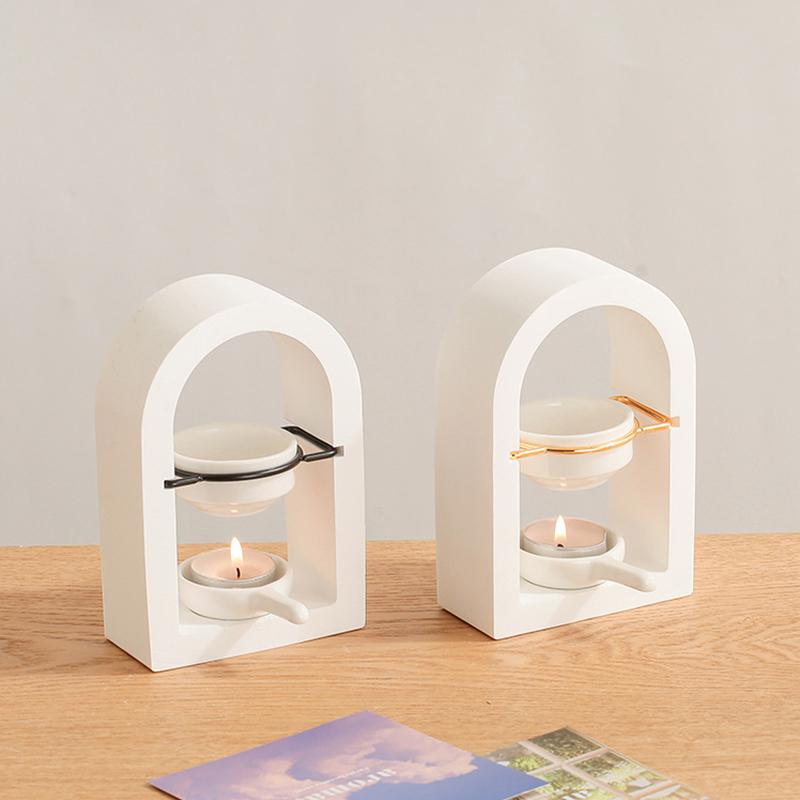 1 шт. Рамка Декоративная арка Прочный гипс Гладкий горелка Современная ароматерапия Многоцелевая свечная лампа Теплоэффективная