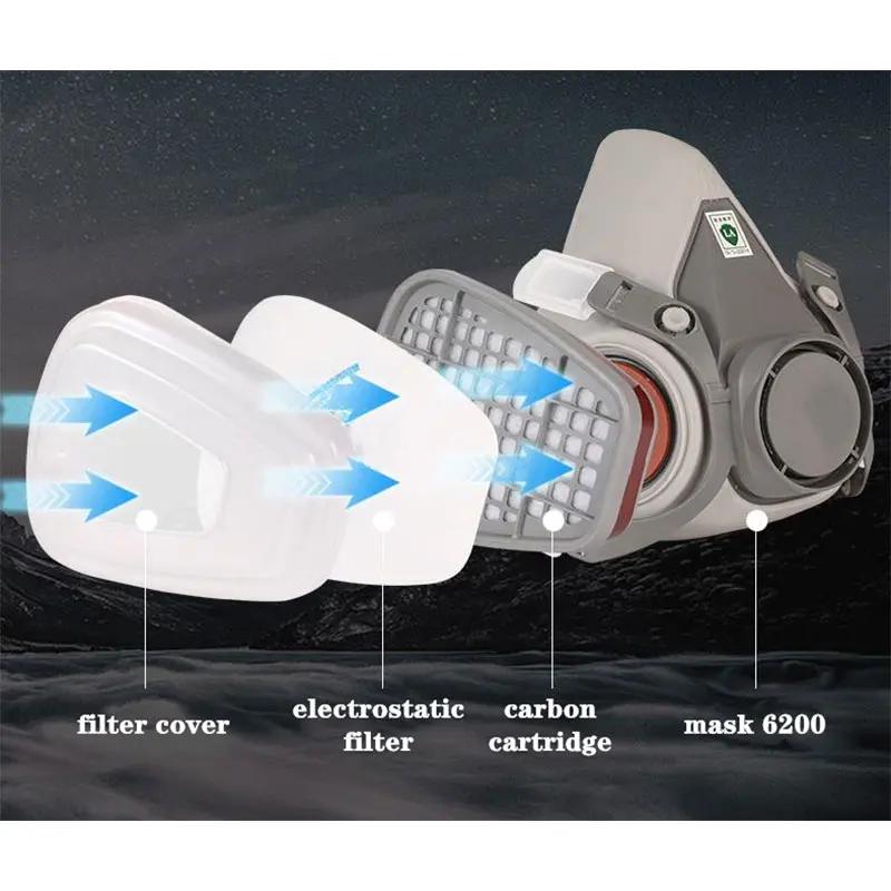 Химический полулицевой 6200 пылезащитный респиратор, маска для распыления промышленной окраски с защитными противотуманными очками, защитная работа