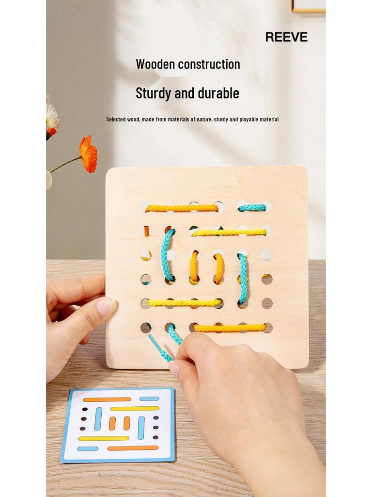 Children's Educational Threading Board Toy for Concentration and Logical Thinking, Handmade Shoelace Trainer for Ages 3-6