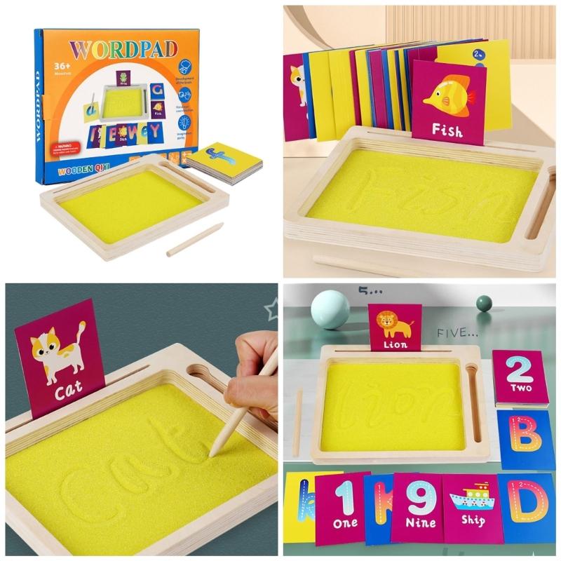 Sand Tray Letter Formation Sand Writing Tray with Pen Educational Toy for Kids Writing Letters and Number