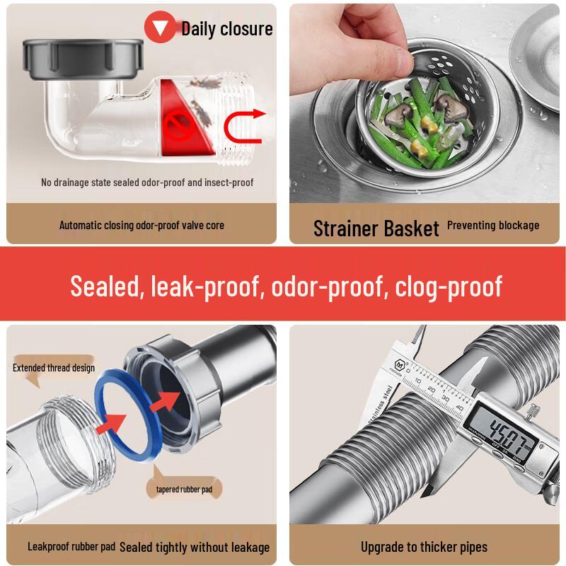 Stainless Steel Sink Drain Pipe Assembly