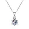 Korean Classic Large Zircon Six-Prong Pendant Necklace