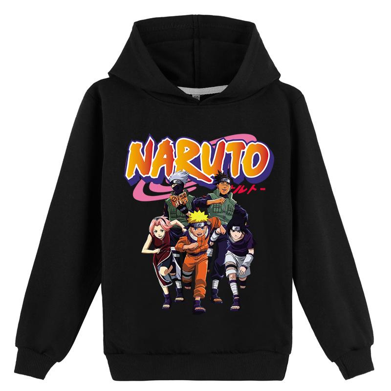 Толстовка с капюшоном из японского аниме «Наруто», повседневные хлопковые толстовки с капюшоном для мальчиков и девочек, крутая толстовка с капюшоном с героями мультфильмов, топы, детский пуловер, спортивная одежда, топы