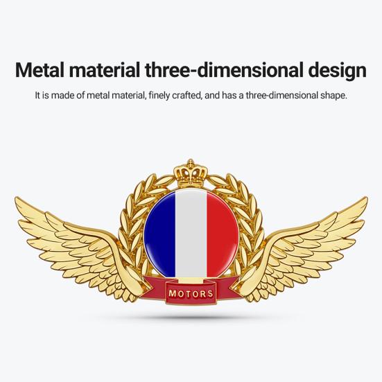 Delicate Car 3D Ornamental Waterproof Sticker Anti-rust Wing Crown National Flag 3D Emblem for Automobile