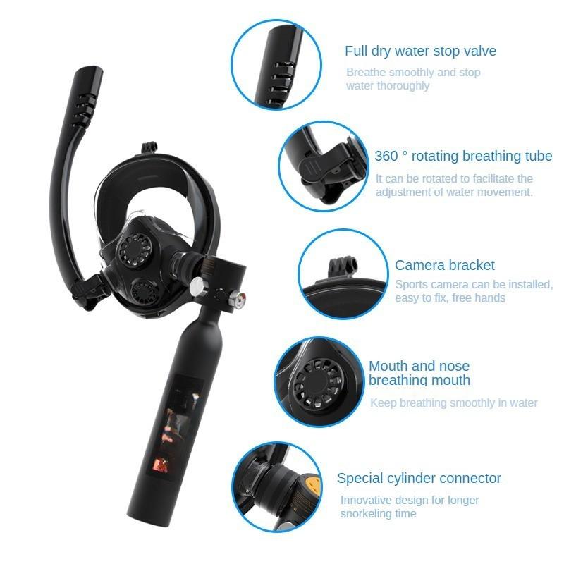 0.5L Diving Breathing And Nose Protection Goggles Set Portable Diving Respirator Wade Sports Equipment Green/Black