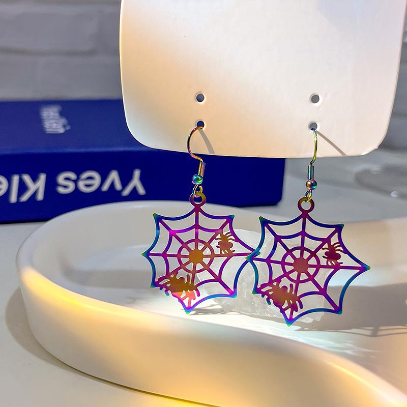 Хэллоуин Модные Забавные Серьги Цветные Постепенная Смена Электроplating Цветовое Сочетание Нишевые Серьги Темперамент