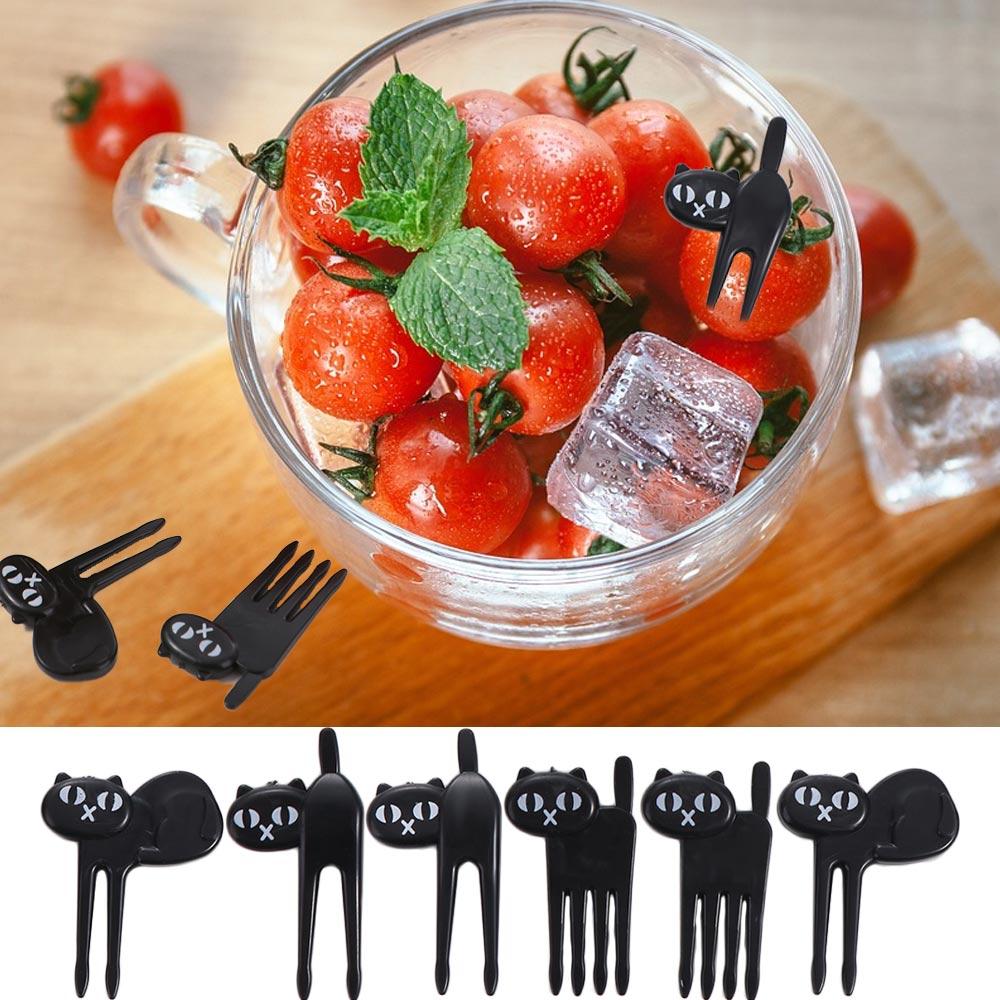 18PCS Mini Black Cat Fruit Fork Creative Dessert Fork Cartoon Fruit Toothpick  Kids