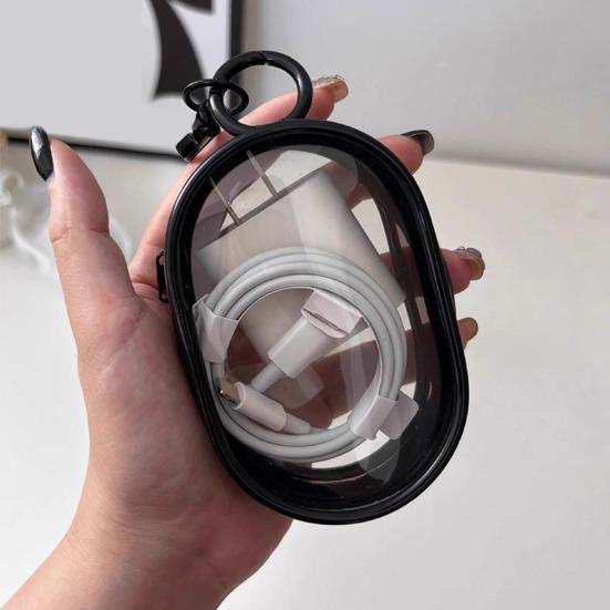 Data Cable Charger Storage Bag Transparent Design Waterproof Lightweight Easy Access Headphone Storage Bag with Zipper