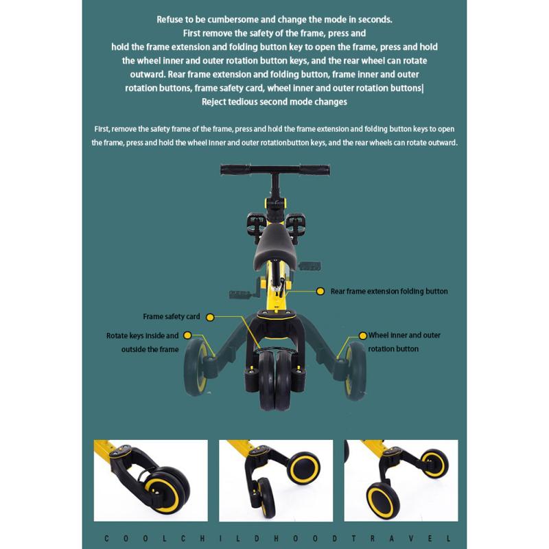 Балансировочный велосипед ZLJ для малышей в возрасте от 10 месяцев до 4 лет, трехколесный велосипед 5-в-1 для тренировки баланса