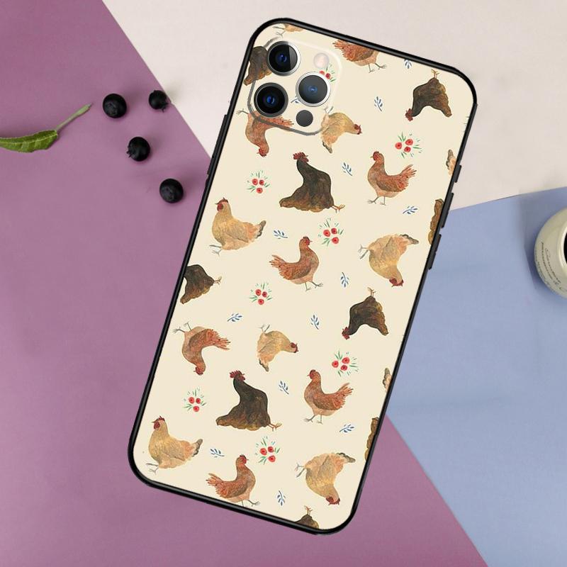 Chicken Pattern Phone Case For iPhone 17 16 15 14 11 12 13 Pro Max Plus 12 13 mini 16e 17 Air Bumper Cover