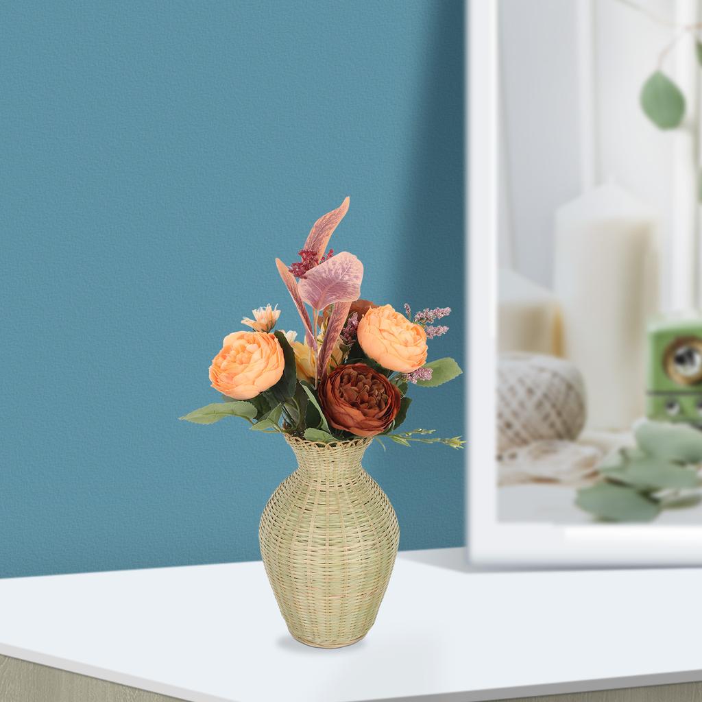 Бамбуковая ваза, плетеная корзина для цветов, столешница, элегантная ручная работа, пасторальный стиль для декоративной композиции, горшки, растения в помещении