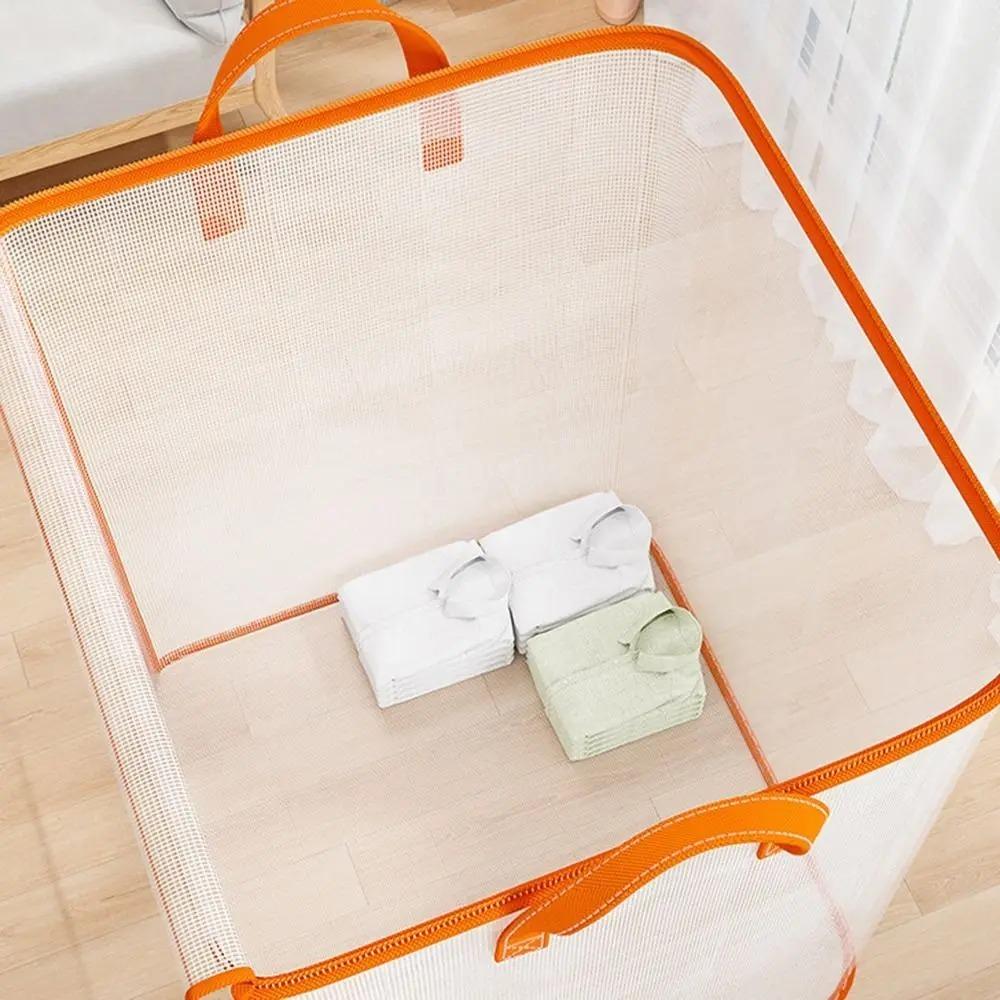 Dust-proof Folding Storage Baskets Transparent Clothes Storage Bins for Cupboard