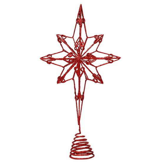 Christmas Tree Top Rustproof Design Star Sparkling Bright Color Hollow-out 3D Christmas Tree Top Ornament