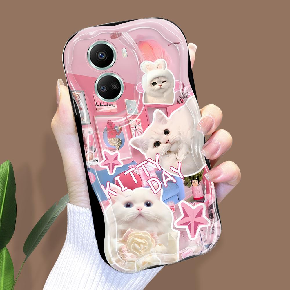 Для Honor 90 Lite P30 Pro Infinix Hot 30 40 40i 40 Pro Smart 8 Pro Vivo V29e V30e милый чехол для защиты линз с изображением собаки и кошки, кремовая текстура, мягкий силиконовый чехол