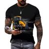 Engineering Truck Excavator Summer Personality T-shirt 3D-printed Large Size Short Sleeve Bulldozer Tractor O Collar Shirt 2023