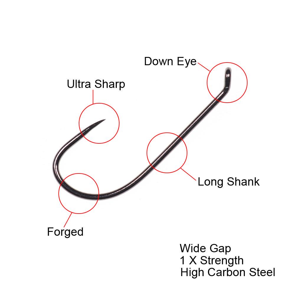 Черные никелевые крючки для завязывания мушек Bimoo, 30 шт./упак., крючки для завязывания мушек Nymph Stonefly Emerger Streamer Caddis, сухие крючки для мушки, крючки для ловли форели