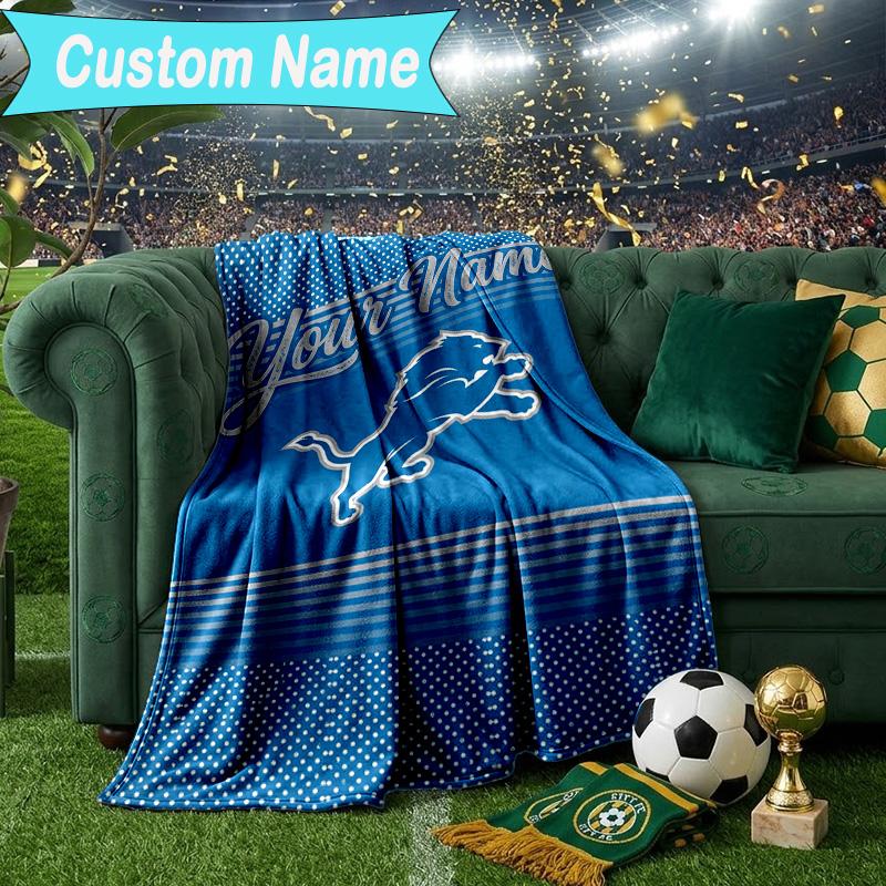 Custom Name Blanket Lions Team Blanket Bedding Blanket for Travel, Camping, Living Rooms, Offices, Sofas, Fan Christmas gift