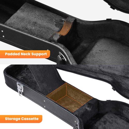 AW Electric Guitar Hard Case for Les Paul Guitar, PU Leather, Waterproof, Lockable, Storage, Gig Bag, Shockproof, Shockproof, Dustproof, Lightweight,