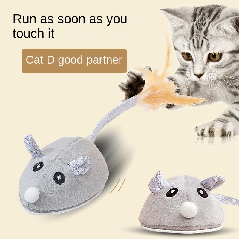 Интерактивная игрушка-мышь для кошек USB крыса с перьями игрушки Play-Catch обучающая игрушка для домашних котят Pet Supplies игрушка для кошек на дереве
