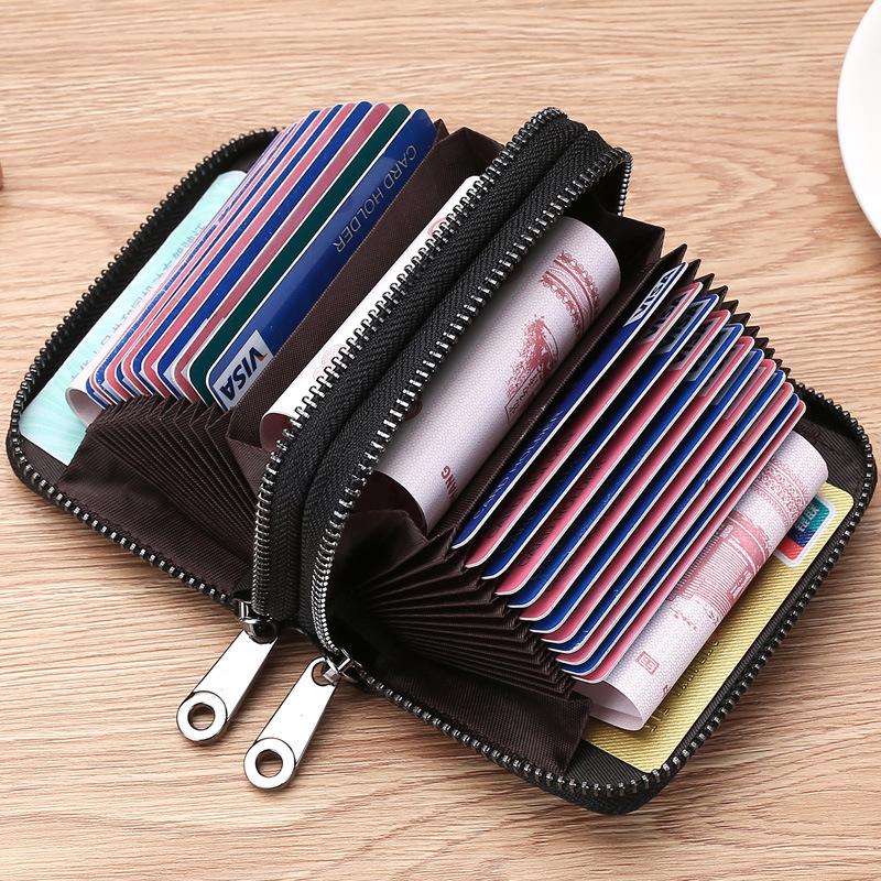 Мужской и женский тонкий держатель карт из натуральной кожи с большой емкостью и защитой от размагничивания