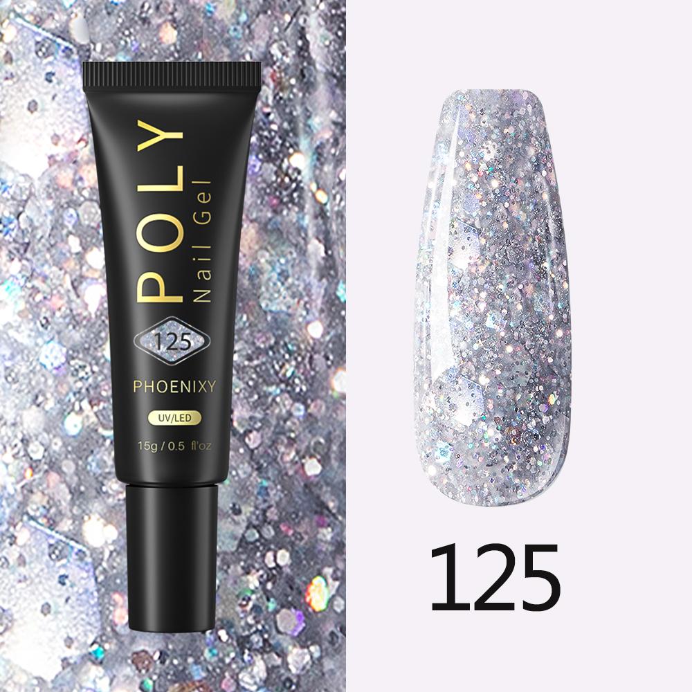 PHOENIXY 37 цветов поли УФ-гель для наращивания ногтей с блестящим лаком для ногтей для шедевров нейл-арта с использованием полигеля
