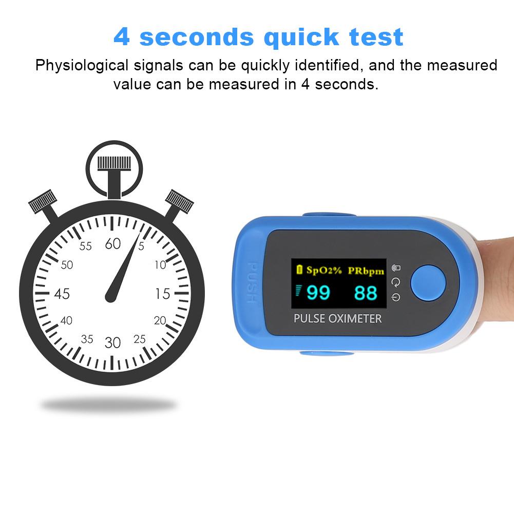 Fingertip Pulse Oximeter SpO2 Tester Blood Oxygen Saturation Meter Portable Battery Powered