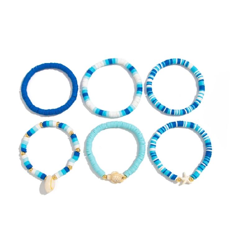 Стильный браслет из мягкой глины на эластичной веревке, красочный браслет ручной работы, модный браслет, наборный браслет для добавления шарма