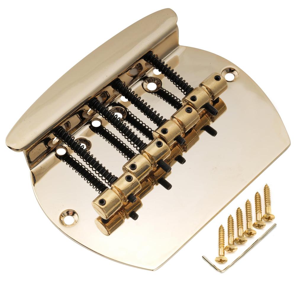 Musiclily Pro 19mm 4-String Bass Bridge for Music Man, Gold