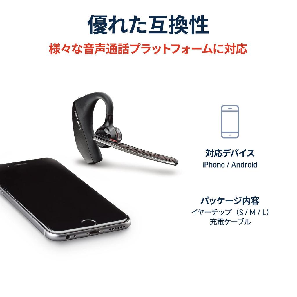 PLANTRONICS Poly Voyager 5200 Bluetooth Wireless Headset, Single Earphone, Mono Earbud Type, Noise-Canceling Microphone, Smartphone Compatible