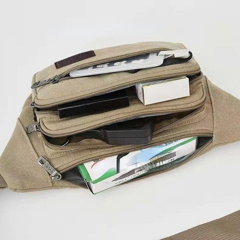 Outdoor Leisure Waist Bag Men Multi-functional Large Capacity Practical Thickened Canvas Wear-resistant Waterproof Business Cash Register