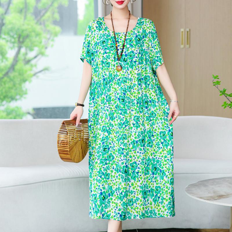 Женские свободные платья, элегантное повседневное летнее платье больших размеров с коротким рукавом, длинное платье больших размеров, женская винтажная одежда