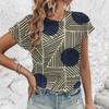 Женская футболка с коротким рукавом, летняя повседневная женская удобная футболка с топом, модная женская футболка с геометрическим узором