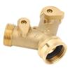 3/4 Inch 2?Way Garden Hose Splitter Garden Brass Water Connector with Valve US Standard