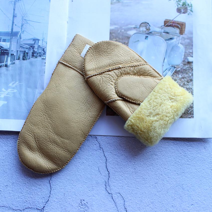 Children's Sheepskin Fur Mittens Colored Leather Gloves Thick Boys and Girls' Outdoor Wind Cold Waterproof Winter Warmth