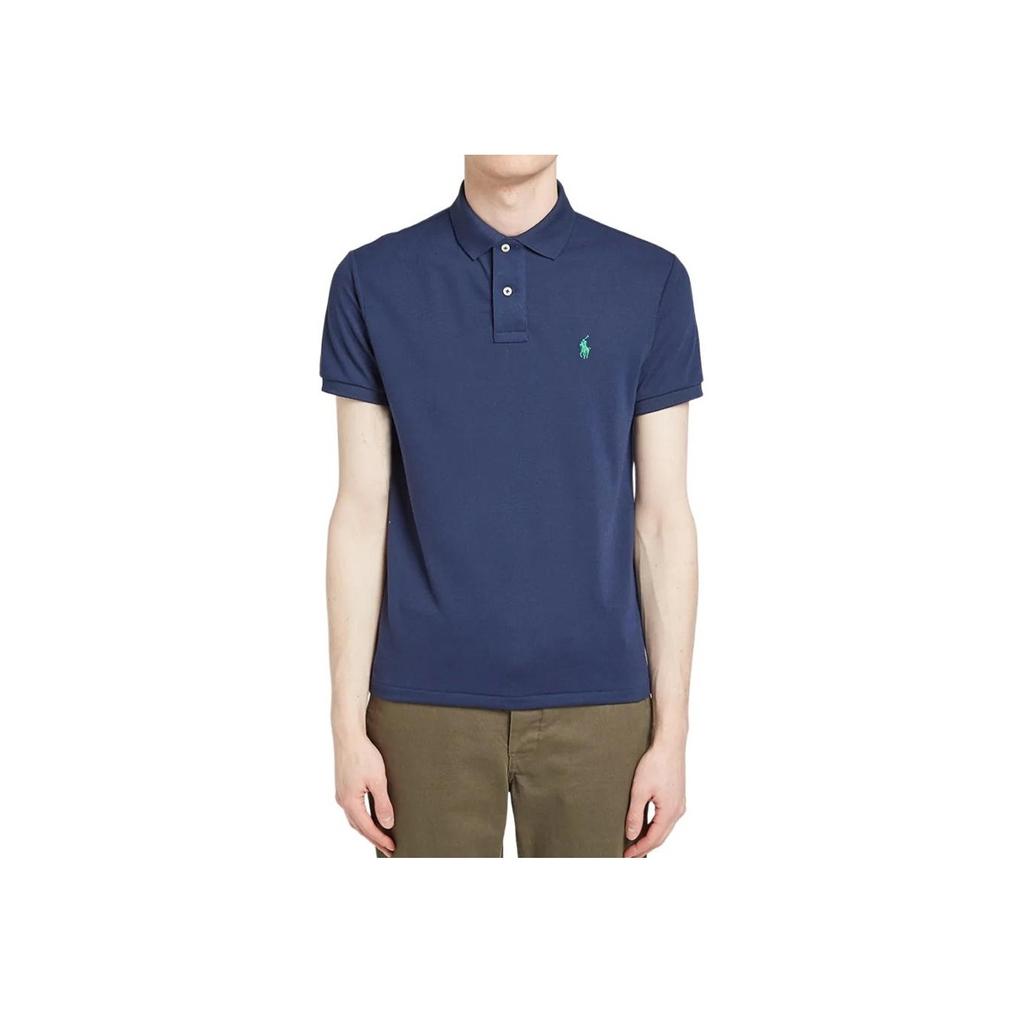 Polo Ralph Lauren Solid Color Small Pony Embroidered Slim Fit Short Sleeve Polo Shirt Men Tops Navy-Blue 710751221-001