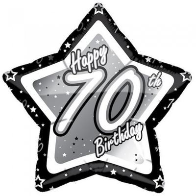 Creative Party Воздушный шар с черной/серебряной звездой на 70-летие