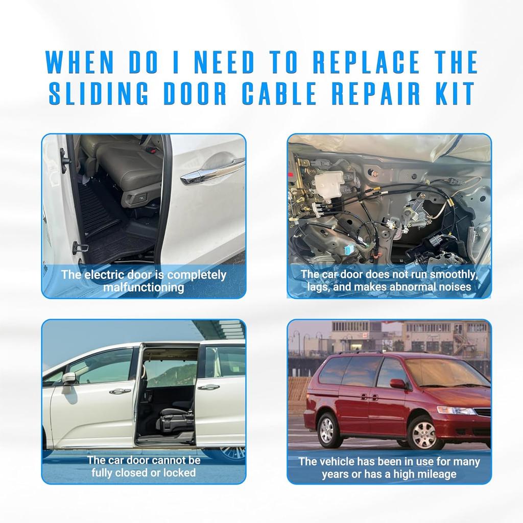 Sliding Door Cable Repair Kit for 1999 2000 2001 2002 2003 2004 Honda Odyssey 3.5L V6 72011S0XA01 72051S0XA01