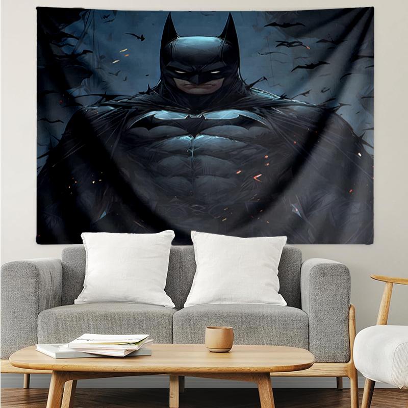 Batman Print Tapestry, Backdrop, Easy Setup, Ideal for Bedroom, Office & Living Room, with Aesthetic Wall Hanging Decor.