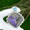 Natural Russian Charoite Blue Topaz New Ethnic Daughter Pendant Sterling Silver
