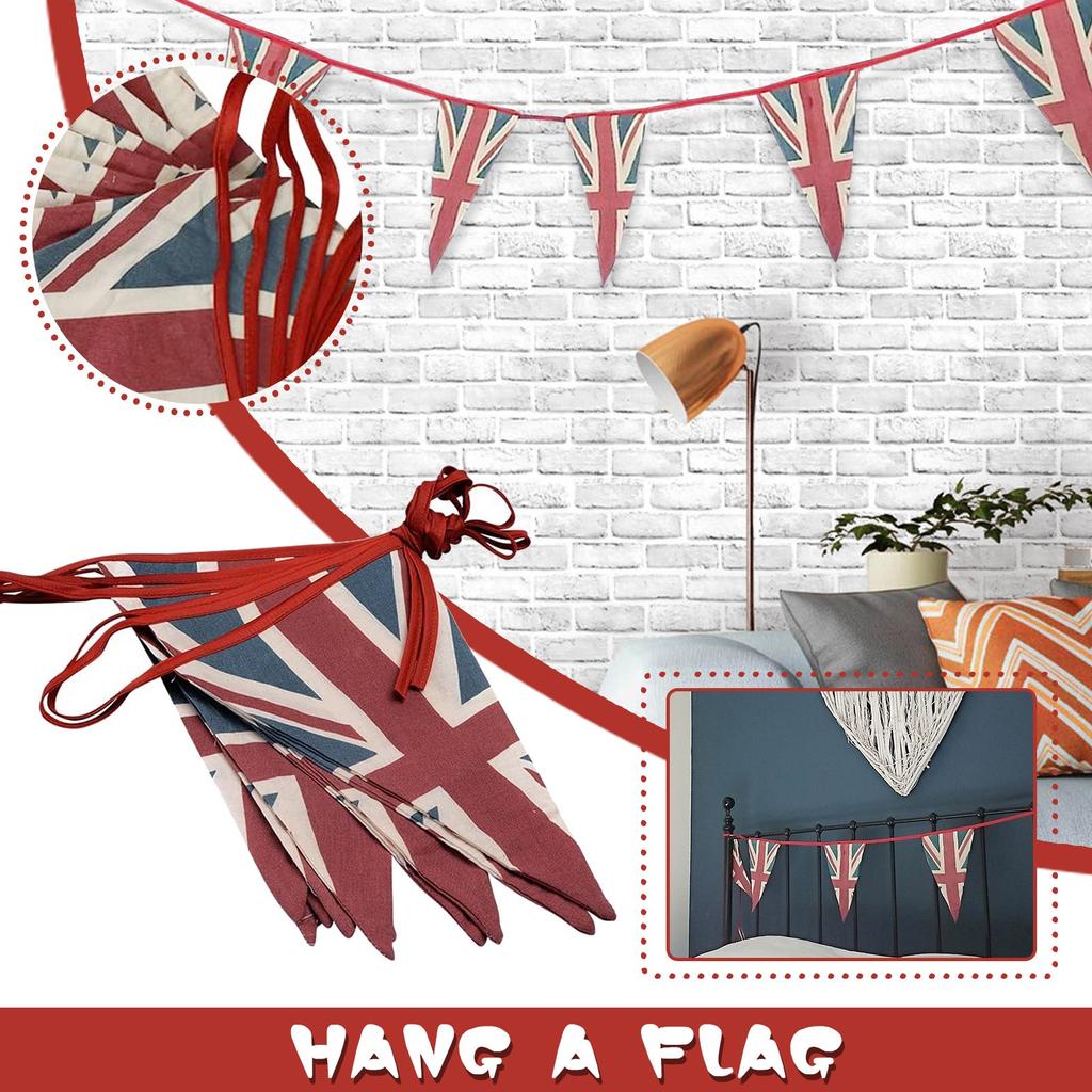 Queen's Jubilees Bunting Party Decoration 2022 Platinums Fabric Vintage Cloth Material Banner