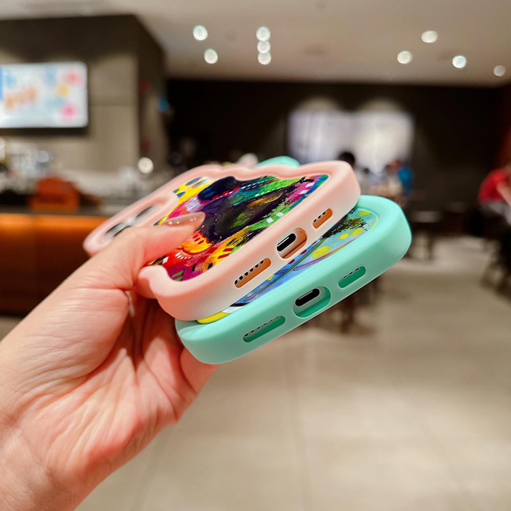 Мягкий чехол для телефона Macaron Big Wave для iPhone 11 12 13 14 15 Samsung A13 A14 A15 A24 A53 A54 A55 Xiaomi Redmi Note 13 12C, чехол A44, французский бульдог, собака