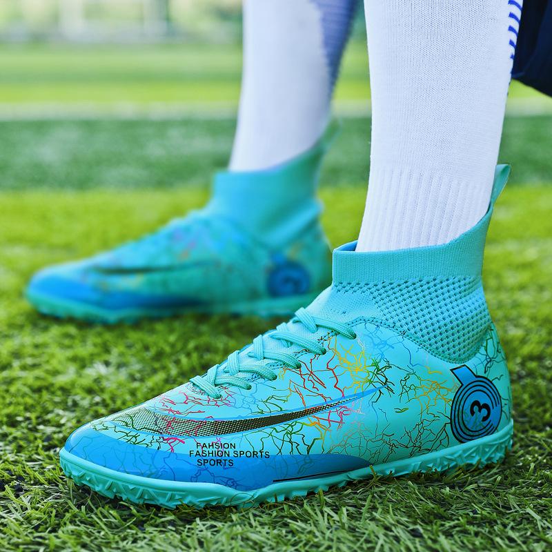 Размер 31-48 Футбольные бутсы Роналду мужские и женские высокие для взрослых студентов кампуса соревнования сломанный ноготь обувь женские тренировочные