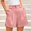 Women's Fashion Summer Solid Color High Waist Side Slit Pocket Casual Shorts